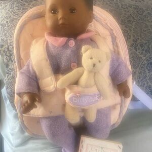 Bitty Baby Doll in Purple Pajamas with Pink Backpack